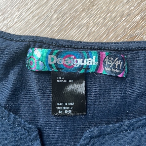 DESIGUAL Girl's Tunic Top Long Sleeve Embroidered Dragonfly Applique - Picture 5 of 7